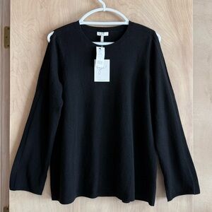 NWT Joie Amalyn Wool Cashmere Split-Sleeve Sweater Black Caviar Size L